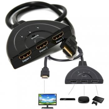 Adaptador Switch HDMI 1080p con 3 Puertos y Salida Full HD