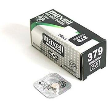Caja de 10 Pilas Botón Óxido de Plata Maxell SR521SW/379