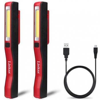 Linkax Linterna Taller Led Recargable, 2 en 1 lámpara de inspección, LED COB Portátil Linterna con Base Magnética para Emergencia, Taller, Automóviles