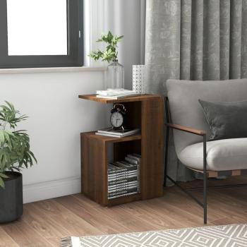 Mesa auxiliar de madera contrachapada marrón roble 36x30x56 cm