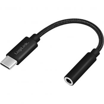 Adaptador de audio USB Tipo-C a 3,5 mm - 13 cm, color negro