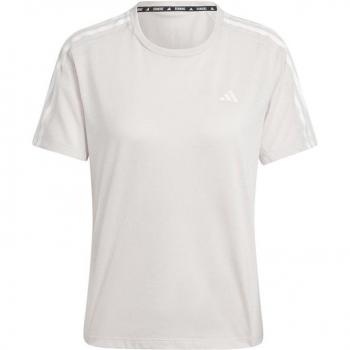Camiseta de running adidas Own The Run 3 bandas mujer tierra crema
