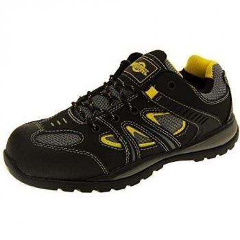 Northwest Territory Horton Hombre Negro Y Amarillo Cuero De Gamuza Puntera De Seguridad Zapatillas EU 46
