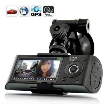BW de 2.7 Pulgadas de TFT de Doble cámara de Coche DVR GPS Logger G-Sensor de Vehículo Sincrónico Recorder-Nueva Versión
