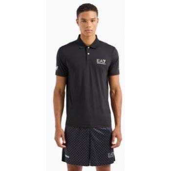 EA7 Men's Ventus Short Sleeve Polo Shirt - Black, XL, Casual Sportswear