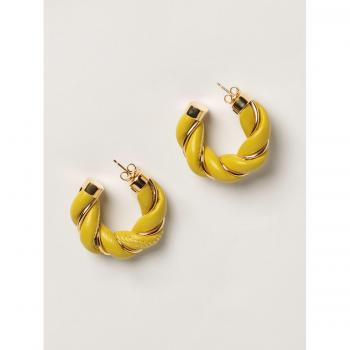 Bottega Veneta Cream Woven Nappa Circle Earrings - One Size - Women's