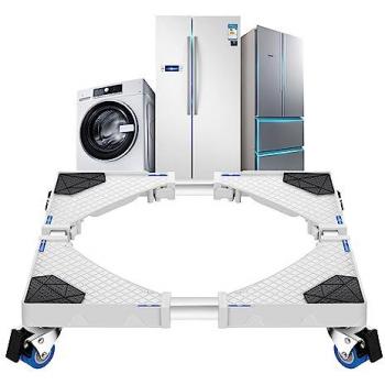 Pedestal Ajustable para Lavadora y Secadora Zaberfeld con 4 Ruedas, Soporte hasta 300 kg, Acero Inoxidable y Plástico - Blanco