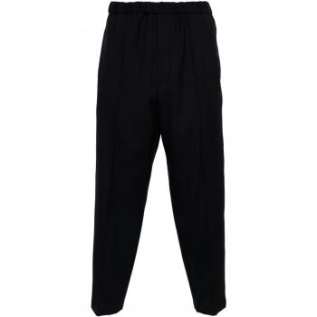 Jil Sander Men's Wool Trousers, Blue, Size 48 (M), Slim-fit, Cropped with Elasticated Waistband