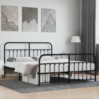 vidaXL Metal Bed Frame without Mattress with Footboard Black 183x213cm