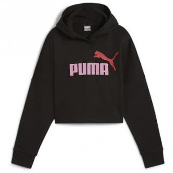 Sudadera PUMA ESS Logo Cropped Hoodie G para niña, color negro, modelo 671134