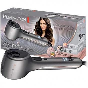 Remington Keratin Protect CI8019 - Rizador de Pelo Automático, Cerámica, Keratina y Aceite de Almendras, Sistema para Rizar en 3 Direcciones, Gris