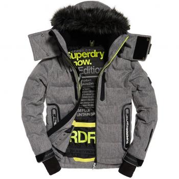 Superdry Ultimate Snow Service Jacket, color grau - schwarz - gelb, tamaño medium