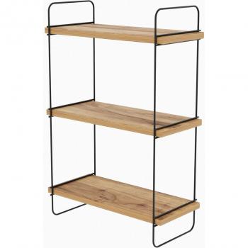 Estante de pared suspendido decorado en madera de pino y negro, 66 cm, 3 estantes