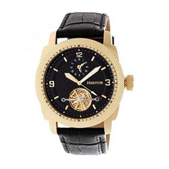 Heritor Helmsley Gold Automatic Semi-Skeleton Leather Watch