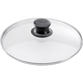Tapadera de Cristal para Sartén, Olla o Cacerola de 20cm con Borde de Acero Inoxidable y Pomo de Plástico, Transparente y Plateado