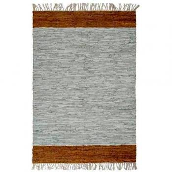 vidaXL Alfombra chindi tejida a mano cuero 80x160 cm gris claro/marr¨®n