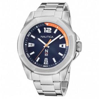 Reloj Nautica Mod. NAPTBF103, Resistente Al Agua 5 ATM, Correa de acero inoxidable, Esfera analógica con números grandes, Movimiento de cuarzo, Diseño deportivo y elegante