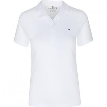 Polo Tommy Hilfiger 1985 Blanco Slim Fit Mujer XS, Algodón Orgánico, Sostenible