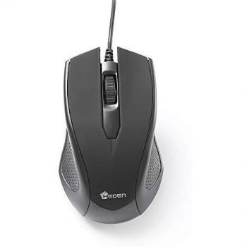 Ratón óptico USB Heden 1200 DPI negro ambidextro ultra ligero compatible con PC/Mac
