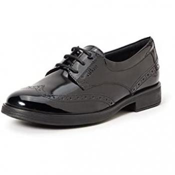 Geox Agata Black Girl's Derby School Shoe