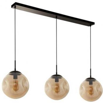 Lámpara Colgante Punch 3 Luces E27, Acero Negro y Cristal Perforado Color Champán