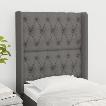 Cabecero de oreja gris oscuro 83x16x118/128 cm con tela suave y diseño elegante