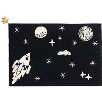 Lorena Canals Alfombra Lavable Universe Algodón reciclado - Negro, Beige - 140x200 cm