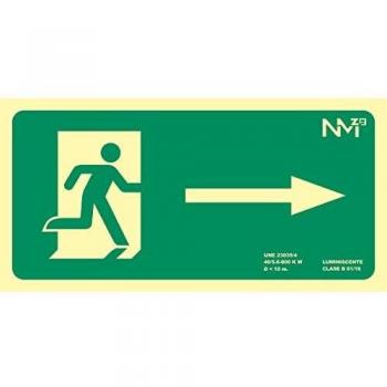 Cartel de evacuación flecha derecha (PVC 1mm) clase A 32x16cm Normaluz