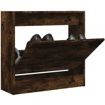 Zapatero de madera multicapa en color humo 60x21x57 cm