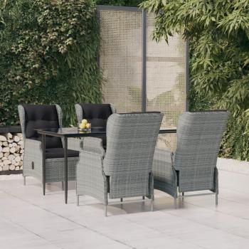 5 Piece Light Gray Poly Rattan Garden Dining Set
