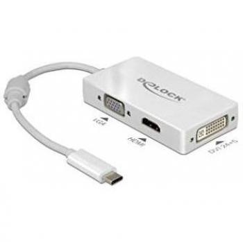 Adaptador USB-C a VGA/HDMI/DVI, 16 cm, Blanco