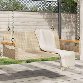Beige Poly Rattan Swing Bench 42.9x24.4x15.7