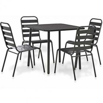 5 Piece Dark Grey Steel Outdoor Dining Set