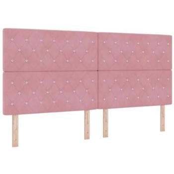 Cabecero LED Rosa 100 cm Terciopelo con Luces de Tira