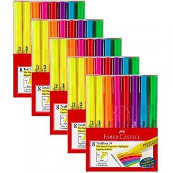 Faber-Castell 158131 - Blíster con 8 marcadores fluorescentes Textliner 38, varios colores