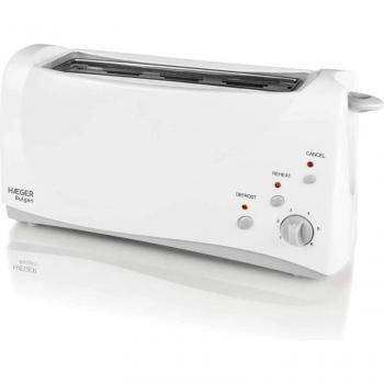 HAEGER BULGARI - Tostadora Multifunción con 1000W - Ranura Extra Larga, Control de Tostado - 6 Posiciones, 3 Funciones: recalentar, descongelar y cancelar, Impulso Extra para pequeñas rebanadas