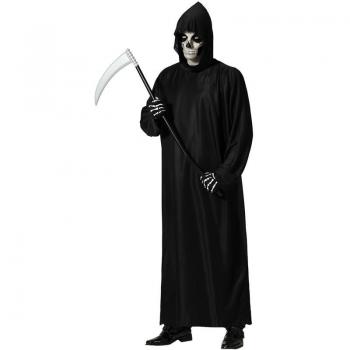 Disfraz de Túnica de Muerte Tenebrosa para adultos - incluye túnica larga negra con capucha, diseño espeluznante, ideal para Halloween y fiestas temáticas