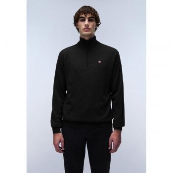 Jersey de hombre Napapijri Damavand de lana Merino fina gris con media cremallera, talla S