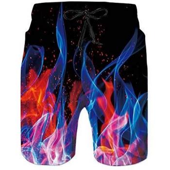 Spreadhoodie Fuego Bañador Hombre Chico Playa Poliéster Pantalon Corto Hombre Deporte Vacaciones Secado Rápido Bañadores Natacion Ligero Moda Shorts Rojo Azul S