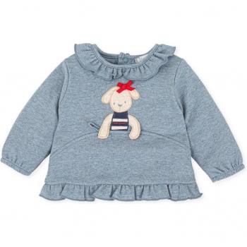 Camiseta de bebé niña Tutto Piccolo con volantes y perrito bordado