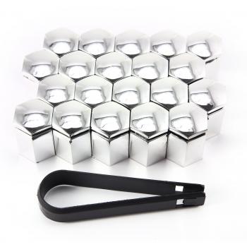 Kit de 20pcs 17mm Cromado Caperuzas Tapones Cubre Tapa Caps de Tuercas Pernos Tornillos Modelo Largo para Rueda de Coche Llantas de Aleación y Pinza de Extaer para 2003 VAUXHALL ASTRA 1.6 8V CLUB La Mayoría Ruedas de Aleación o Acero de VAUXHALL Color 
