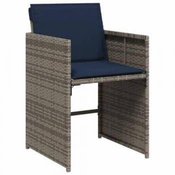 4-Piece Grey Poly Rattan Garden Chairs with Cushions