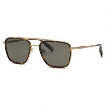 Chopard Men's Polarized Sunglasses SCHL24V - Shiny Grey Gold Green, 57MM