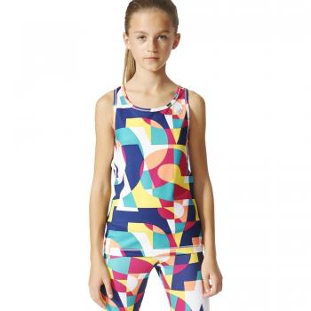 adidas YG W F Tank - Camiseta para niña, color verde / rojo / azul / blanco, talla 128