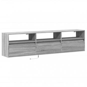 Mueble de TV de pared con LED gris Sonoma 180x31x45 cm, Mueble flotante para TV, armario de pared, estantería para TV, mueble colgante para TV