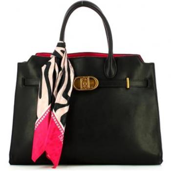 Liu Jo Large Black Faux Leather Women's Handbag with Shoulder Strap