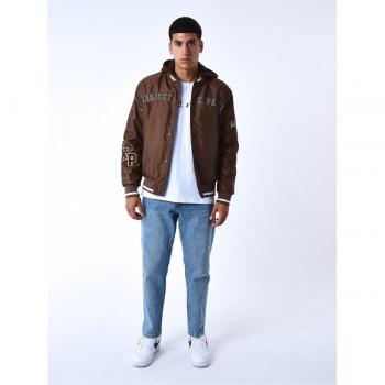 Project X Paris Oversized Brown Jacket with Embroidered Badge, Size S