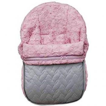 Saco de capazo Grupo 0 Rosy, Fabricado en Ecopiel y Pelo rosetas Gris Rosa
