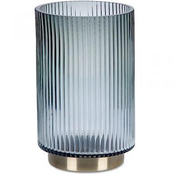 Jarrón de Cristal 19cm Gris con Base de Metal Dorada - Adelene, Decoración Elegante para el Hogar
