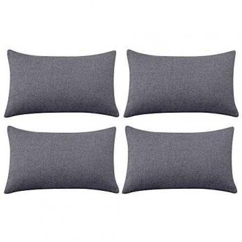 Deconovo Funda cojin de Lino para Salón 4 Piezas 30x50cm Gris